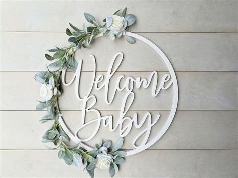 Welcome Baby Wooden Sign Baby Announcement Sign Hospital Baby Door ...