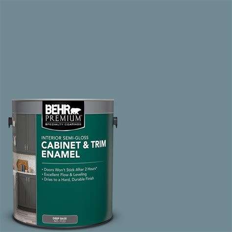 BEHR Premium 1 gal. #N470-5 Norwegian Blue Semi-Gloss Enamel Interior ...