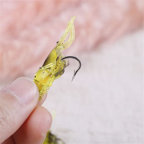 10Pc Shrimp Simulation Soft Prawn Lure Bait Hook Tackle Bass Fishing