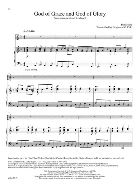 God Of Grace And God Of Glory Downloadable By Paul Manz Piano