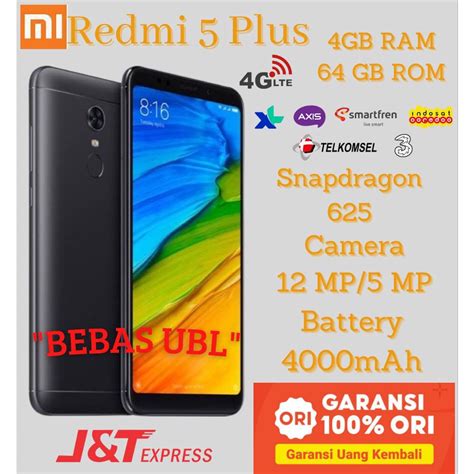 Jual XIAOMI REDMI 5 PLUS RAM 4 64 BEBAS UBL Jaringan 4G GARANSI