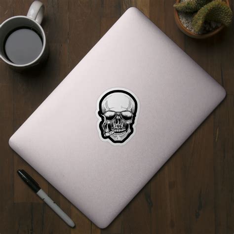 Skull Smoking Cigar Skull Smoking Sticker TeePublic