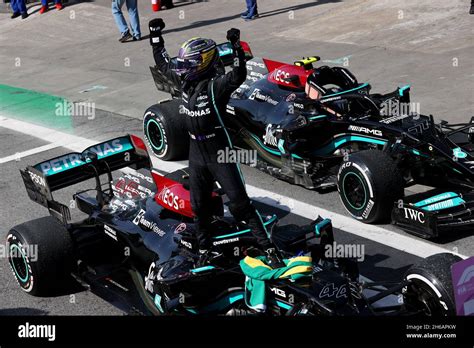 Race Winner Lewis Hamilton Gbr Mercedes Amg F1 W12 Celebrates In Parc Ferme 14 11 2021