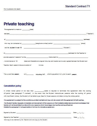 Teacher Contract 12 Examples Format How To Create Pdf