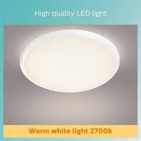 Philips Spray Cl260 Led Round Ip44 Ceiling Light Silver 17w 1500lm Warm White Toolstation