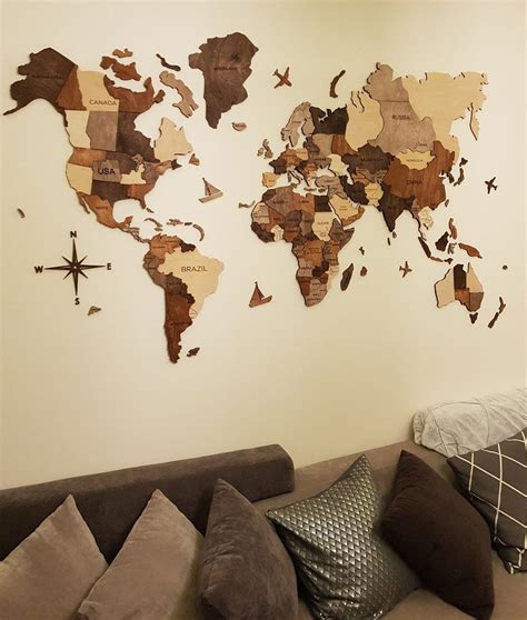 Mapa De Pared 3d Del Mundo Mapa De Madera 200 Cm X 120 Cm Cool Mania