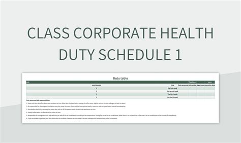 Free Duty Sheet Templates For Google Sheets And Microsoft Excel - Slidesdocs