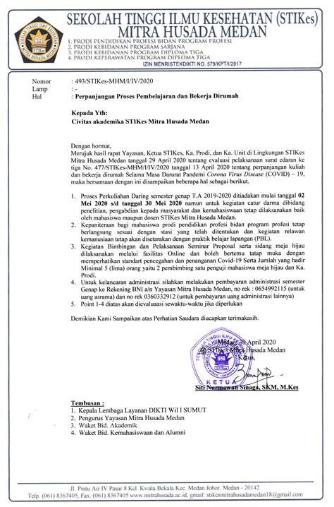 Surat Edaran Tentang Perpanjangan Proses Pembelajaran Dan Bekerja