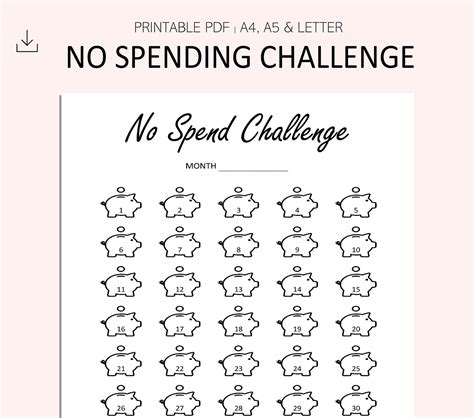 No Spend Month Tracker Printable