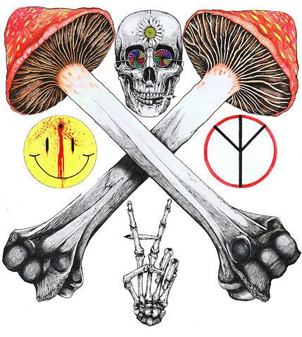 Bones Mushrooms Skull Happy Face Hippie Symbol Tumblr Gallery