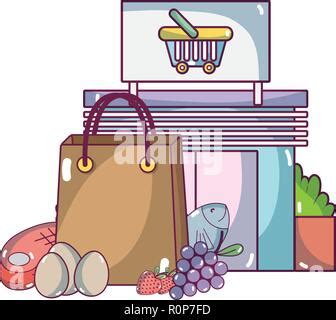 Supermarkt Lebensmittel Cartoon Stock Vektorgrafik Alamy