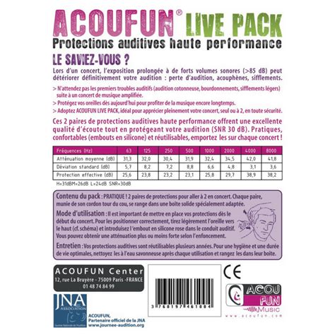 Live Pack Protection Auditive D Acoufun Paires De Bouchons D Oreille