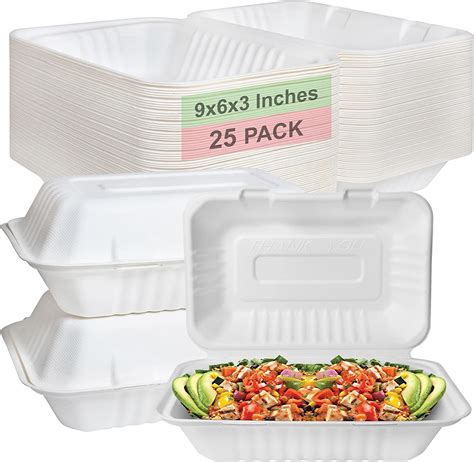 Amazon Compostable Rectangular Hinged Clamshell Take Out Food