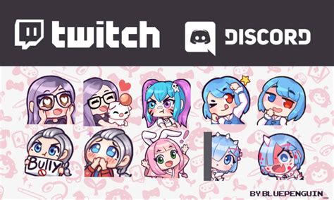 Draw Twitch Discord Emotes Or Badges By Bluepenguin Fiverr