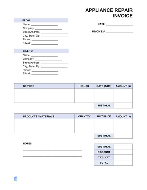 Repair Invoice Templates Invoice Maker