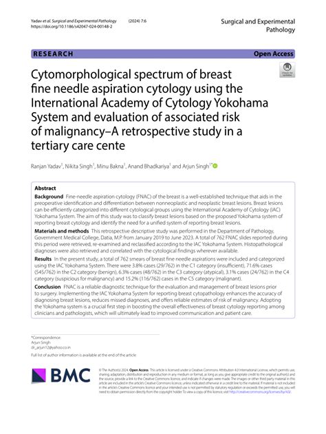 PDF Cytomorphological Spectrum Of Breast Fine Needle Aspiration