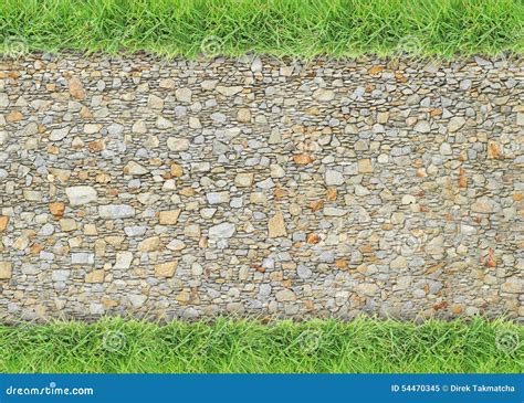 Green Grass Border On Stone Wall Background Stock Image Image Of Drought Detail 54470345