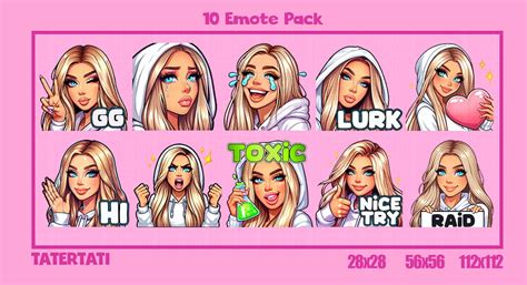 Twitch Emotes Emote Pack Honey Blonde Hair Blue Eyes Etsy