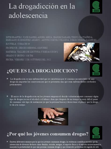 La Drogadicción En La Adolescencia Pdf Drogas La Dependencia De