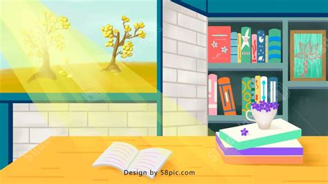 Sunlight Summer Study Room Cartoon Powerpoint Background For Free ...