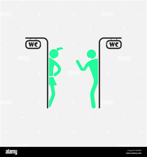 Funny Wc Toilet Restroom Door Plate Symbols Man And Woman Toilet Icon