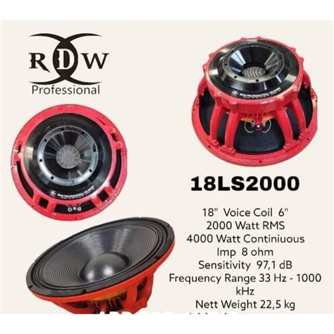 Jual Speaker Komponen RDW 18 LS 2000 18LS2000 LS2000 18 Inch