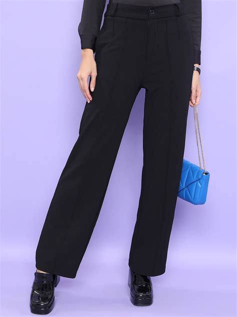 CHIC BY TOKYO TALKIES Women Straight Fit High Rise Formal Trousers