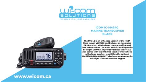 Icom Ic M424g Marine Transceiver Wgps Black Wi Com Solutions Inc