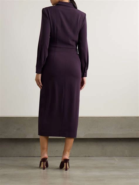 Roland Mouret Gathered Crepe Midi Shirt Dress Net A Porter