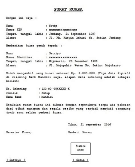 Contoh Surat Kuasa Pencairan Dana Bpjs Kumpulan Contoh Terbaru