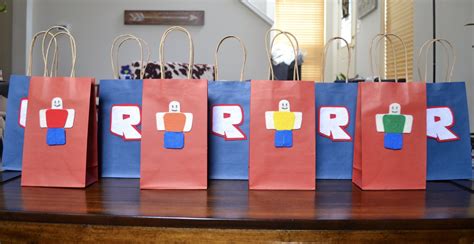 Roblox Favor Bags Set Of 12 Roblox Inspired Party Bag Etsy