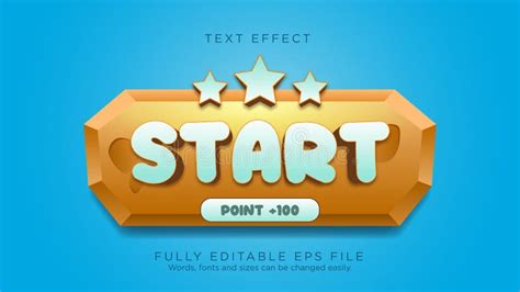 Start Game Ui Button Text Effect Font Type Stock Vector Illustration