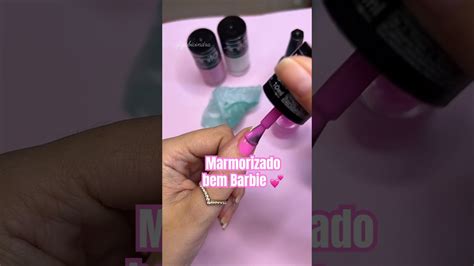 Unhas Bem Barbie Con Marmorizado Feita Na Sacola Unhasrosa