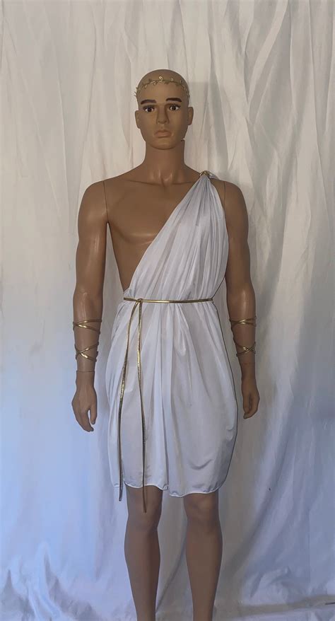 Mens Greek Goddess Toga Open Breast Gold Halloween Costume Etsy