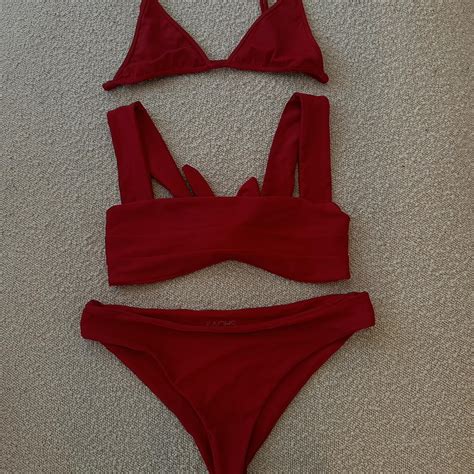 KAOHS Red Bikini Set Top And Bottoms Depop
