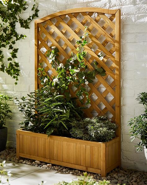 Wooden Planters With Trellis Attached Image To U