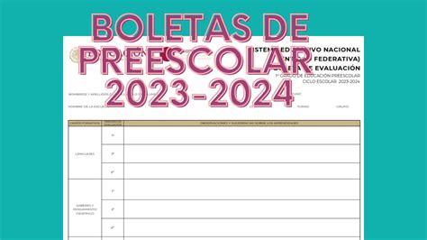 Boletas De Preescolar 2023 2024 YouTube