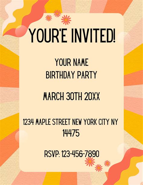 Printable Editable Birthday Invitations Etsy