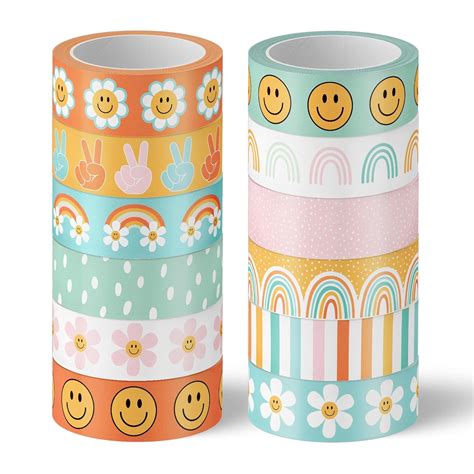 Amazon Anydesign Rollos De Cintas Washi Groovy Boho Washi Con