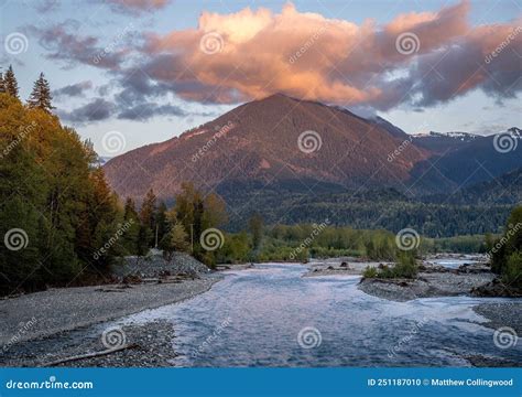 Chilliwack River And Mountains In Chilliwack British Columbia Canada