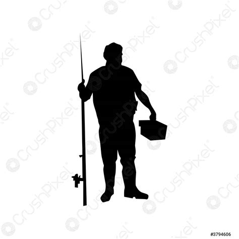 Fisherman Silhouette Black Stock Vector 3794606 Crushpixel