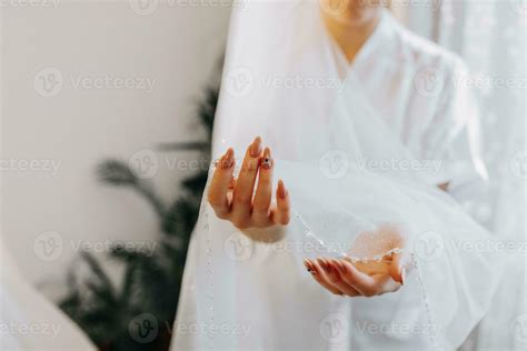 Beautiful Nude Manicure Long Almond Shaped Nails Nail Design Manicure With Gel Polish Close