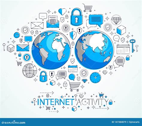 Global Internet Connection Concept Planet Earth With Different Icons