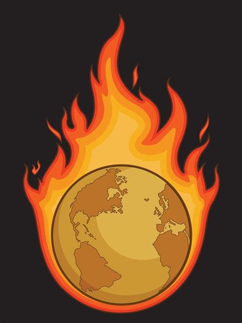 Burning Global Warming Earth Destruction Cartoon Atmosphere Drawing