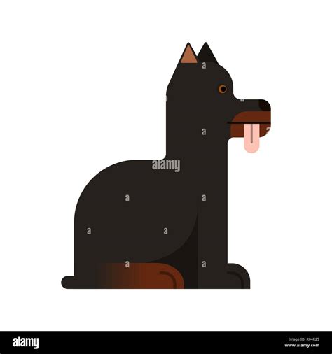 Dobermann Sitzt Mit Seiner Zunge Heraus Haften Stammbaum Hund Vector