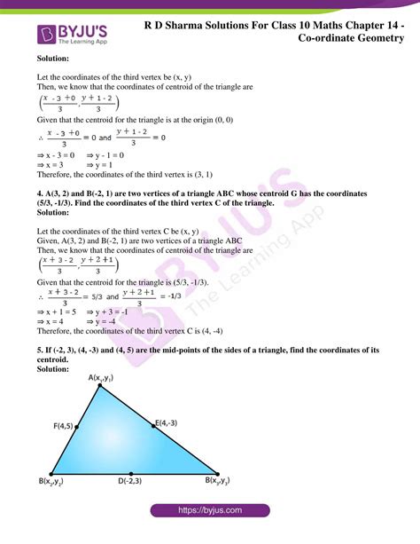 RD Sharma Solutions For Class 10 Maths Chapter 14 Co Ordinate Geometry