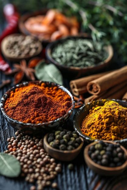 Premium Photo Assortment Of Spices And Dry Herbs Selective Focus