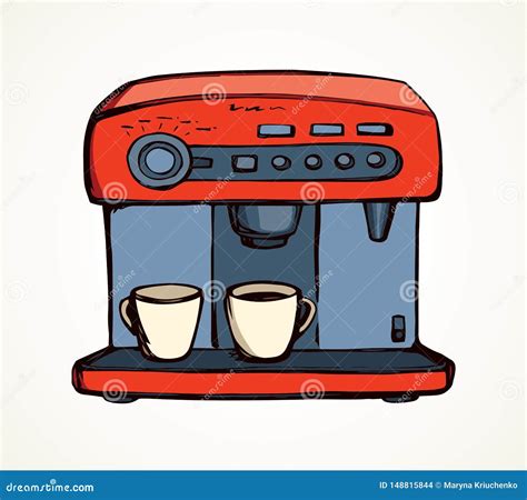 Coffee Maker Vector Drawing Stock Vector Illustration Of Cafe