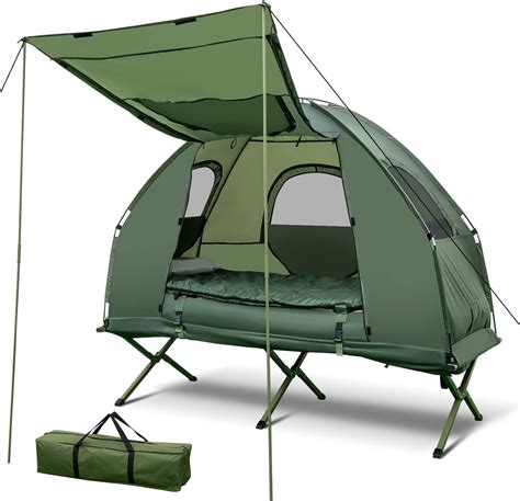 Tangkula 1 Person Tent Cot Foldable Camping Tent With Air Mattress And