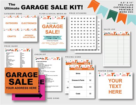 Yard Sale Sign Kit Bundle Tag Sale Sign Garage Sale Estate Rummage